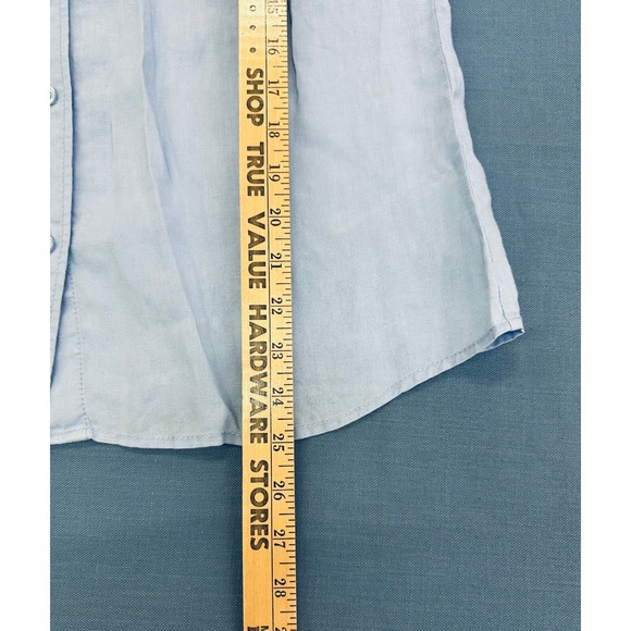Liz Claiborne Lizwear Light Blue Denim Button Down UP Shirt Long Sleeve L - Picture 5 of 6